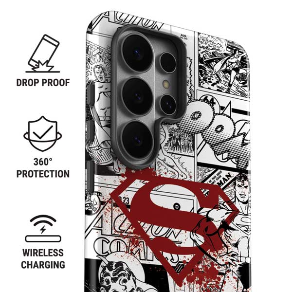 DC Comics Superman Comic Pattern Logo in Red Galaxy S26 Ultra Impact Case