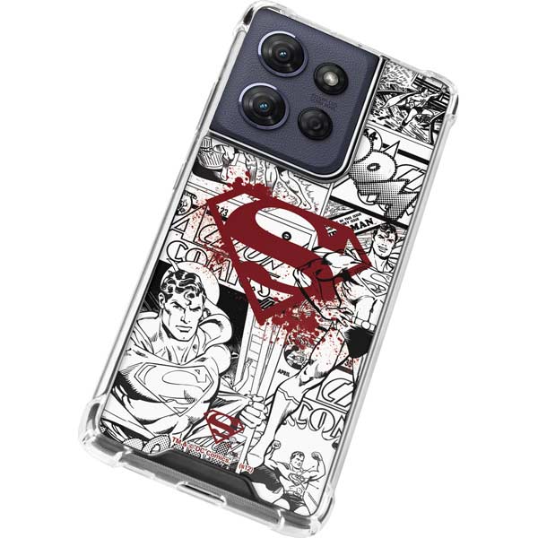DC Comics Superman Comic Pattern Logo in Red Moto G 5G (2025) Clear Case