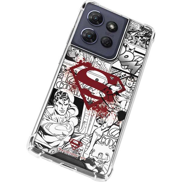 DC Comics Superman Comic Pattern Logo in Red Moto G Play 5G (2025) Clear Case