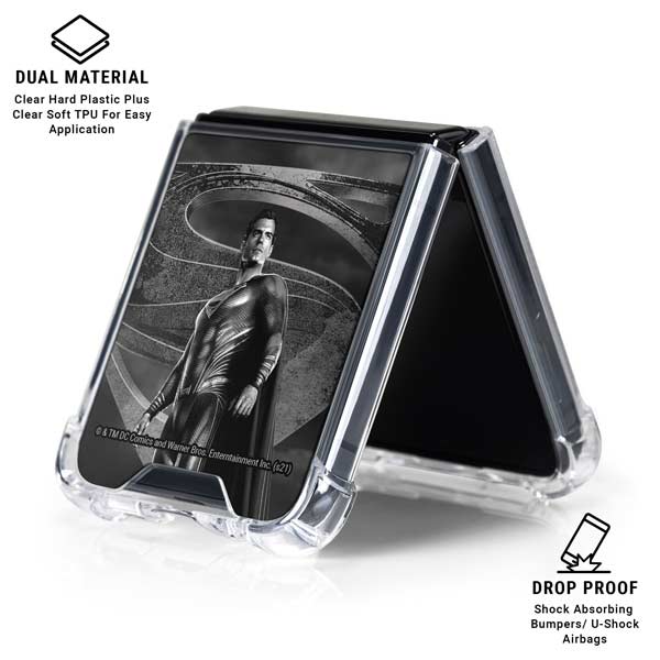 The Justice League (2017) Superman Poster Galaxy Z Flip7 Clear Case