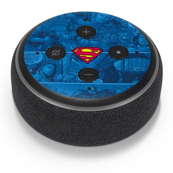 DC Comics Superman Logo Background Pattern Amazon Echo Dot Skin
