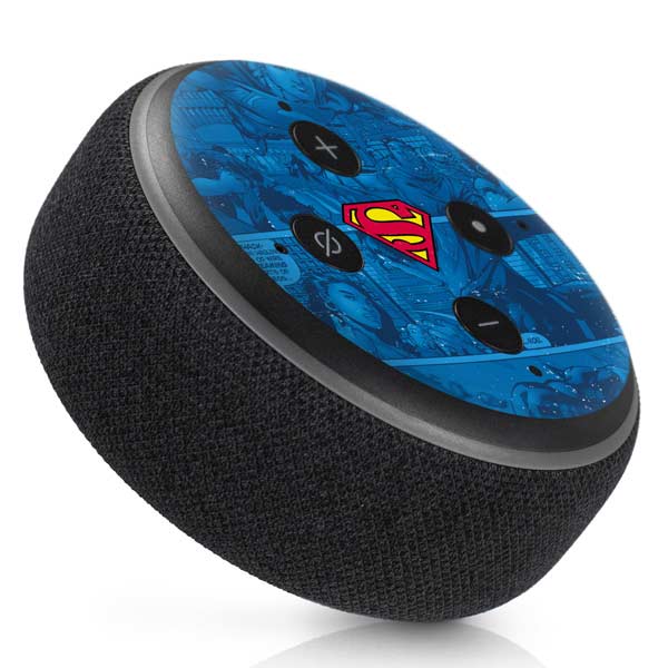 DC Comics Superman Logo Background Pattern Amazon Echo Dot Skin