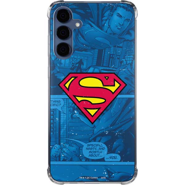 DC Comics Superman Logo Background Pattern Galaxy A35 5G Clear Case