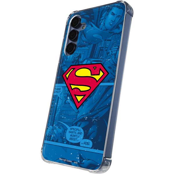 DC Comics Superman Logo Background Pattern Galaxy A35 5G Clear Case