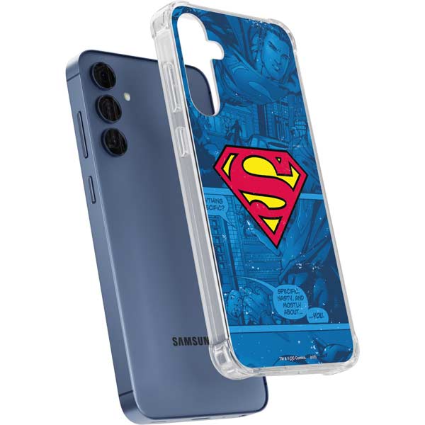 DC Comics Superman Logo Background Pattern Galaxy A35 5G Clear Case