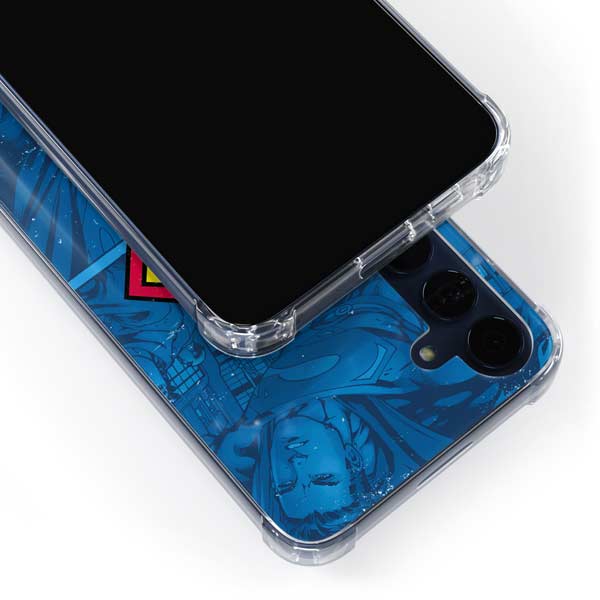 DC Comics Superman Logo Background Pattern Galaxy A35 5G Clear Case