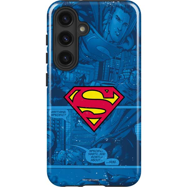 DC Comics Superman Logo Background Pattern Galaxy S25 Plus Impact Case