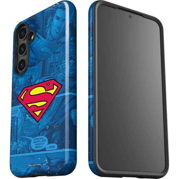 DC Comics Superman Logo Background Pattern Galaxy S25 Plus Impact Case