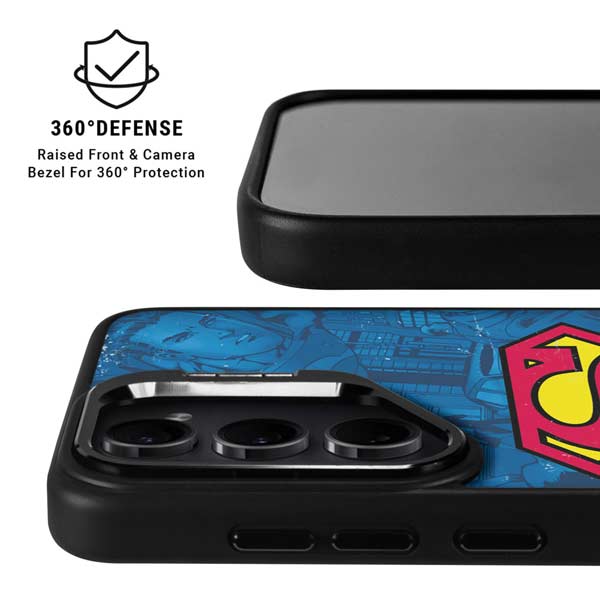 DC Comics Superman Logo Background Pattern Galaxy S25 Plus Kickstand Case