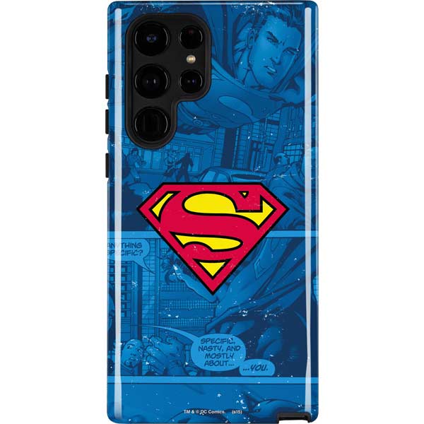 DC Comics Superman Logo Background Pattern Galaxy S25 Ultra Impact Case