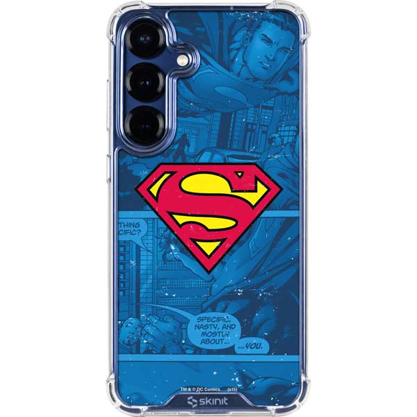 DC Comics Superman Logo Background Pattern Galaxy S25 Plus Clear Case