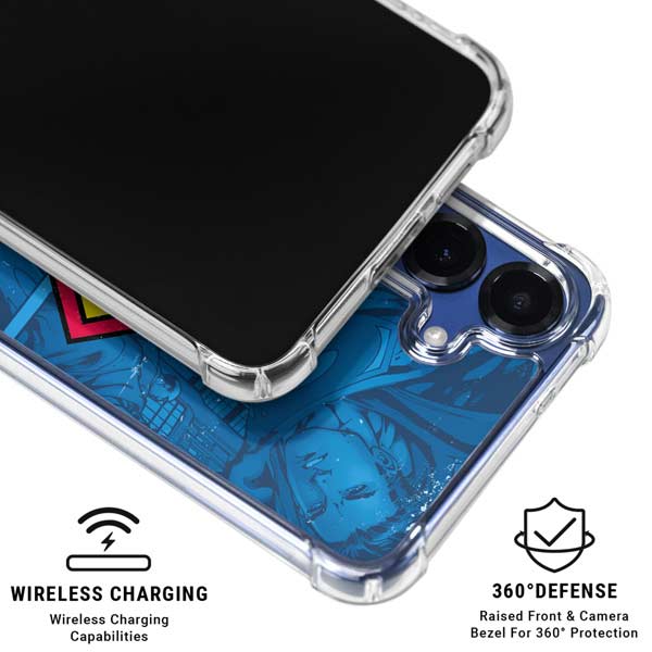 DC Comics Superman Logo Background Pattern Galaxy S25 Plus Clear Case