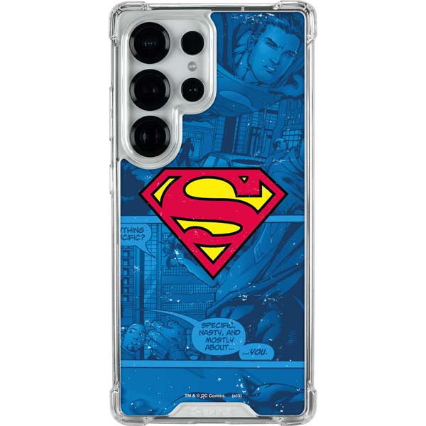 DC Comics Superman Logo Background Pattern Galaxy S25 Ultra Clear Case