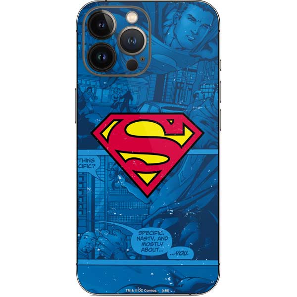 DC Comics Superman Logo Background Pattern iPhone 15 Pro Max Skin