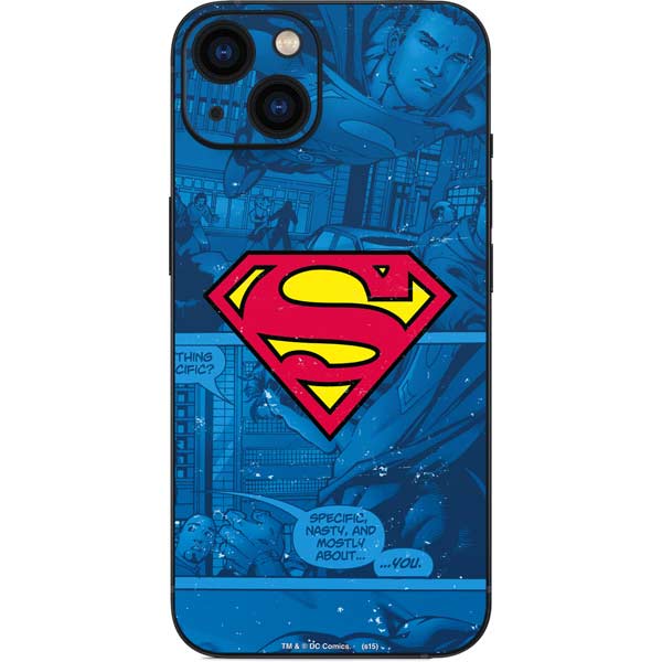 DC Comics Superman Logo Background Pattern iPhone 15 Skin