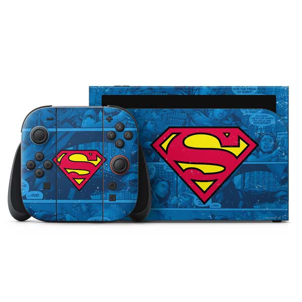 DC Comics Superman Logo Background Pattern Nintendo Skins