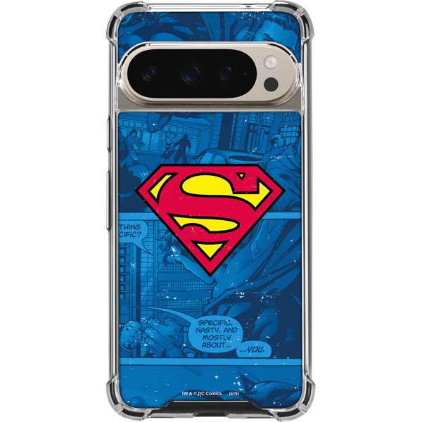 DC Comics Superman Logo Background Pattern Pixel 9 Pro XL Clear Case
