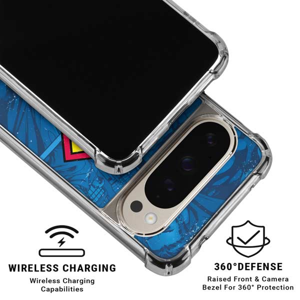 DC Comics Superman Logo Background Pattern Pixel 9 Pro XL Clear Case