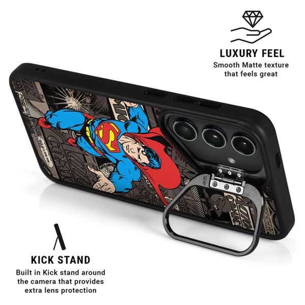 DC Comics Superman Vintage Action pose pattern Galaxy S26 Ultra Kickstand Case