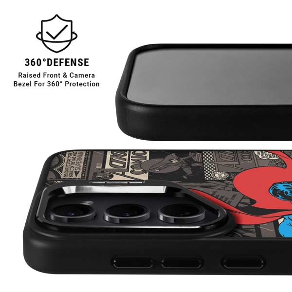 DC Comics Superman Vintage Action pose pattern Galaxy S26 Ultra Kickstand Case