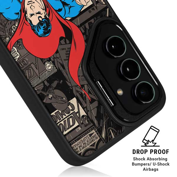 DC Comics Superman Vintage Action pose pattern Galaxy S26 Ultra Kickstand Case