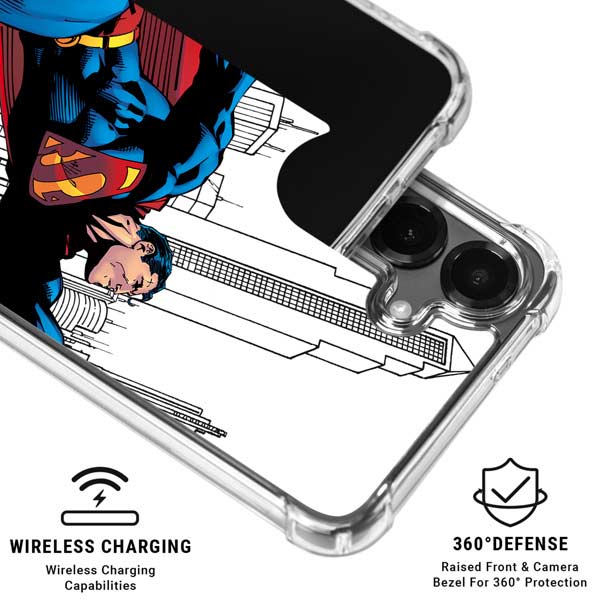 DC Comics Superman Super Speed Flying Over City Galaxy S26 Clear Case