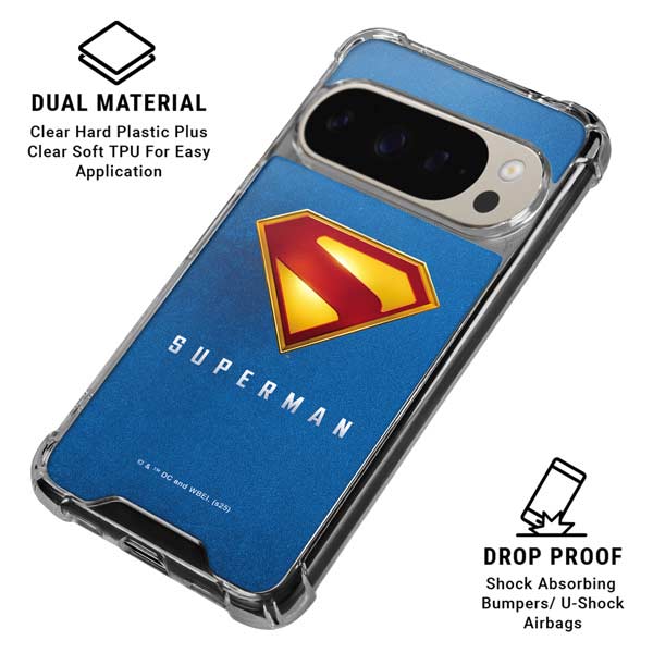 Superman 2025 Classic Superman Shield Emblem Google Pixel 9 Pro XL Clear Case