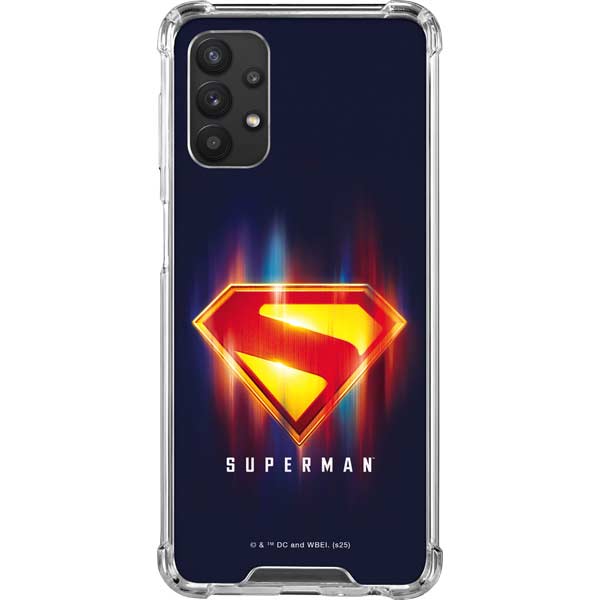 Superman 2025 Energy Shield Neon Emblem Galaxy A32 5G Clear Case