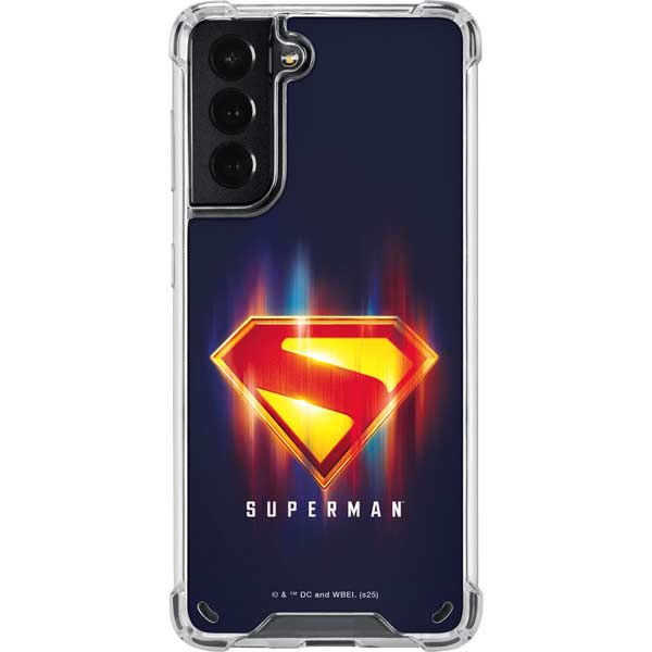 Superman 2025 Energy Shield Neon Emblem Galaxy S21 5G Clear Case