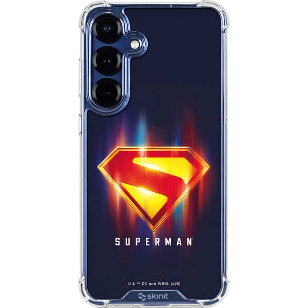 Superman 2025 Energy Shield Neon Emblem Galaxy S25 Plus Clear Case