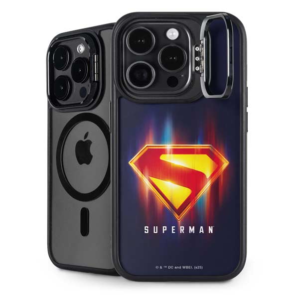 Superman 2025 Energy Shield Neon Emblem iPhone 14 Pro Max Kickstand Case