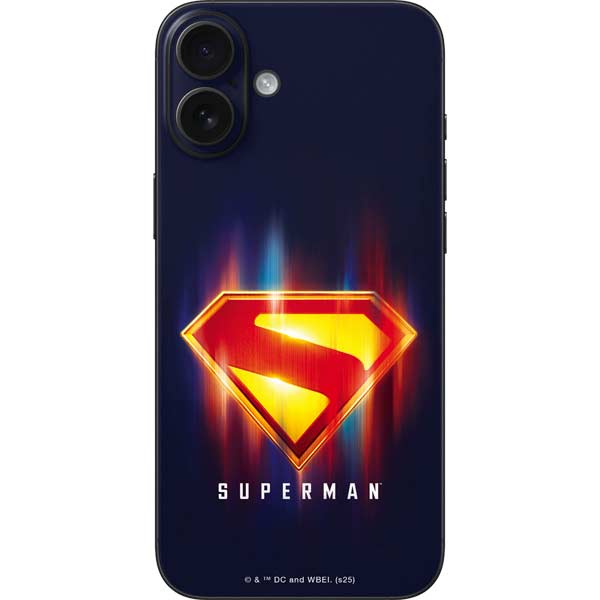 Superman 2025 Energy Shield Neon Emblem iPhone 16 Plus Skin