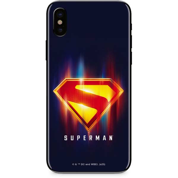 Superman 2025 Energy Shield Neon Emblem iPhone XS Skin