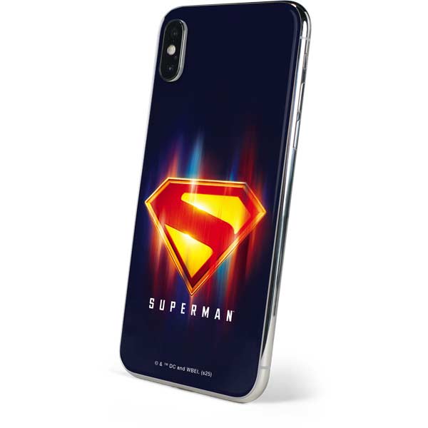 Superman 2025 Energy Shield Neon Emblem iPhone XS Skin