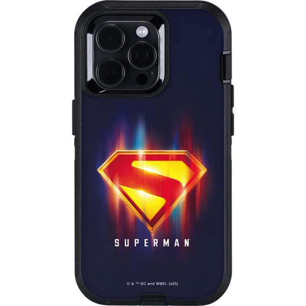 Superman 2025 Energy Shield Neon Emblem Otterbox Defender iPhone Skin