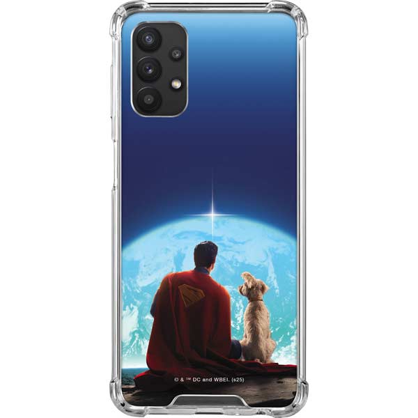 Superman 2025 Superman & Krypto watch the Earth Galaxy A32 5G Clear Case