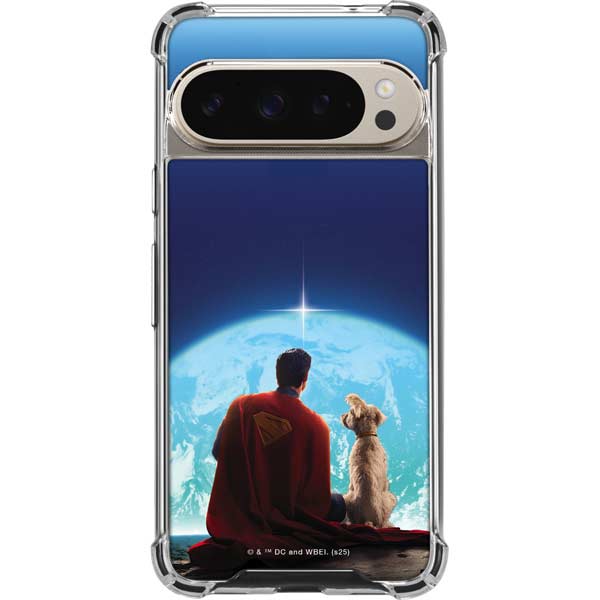 Superman 2025 Superman & Krypto watch the Earth Google Pixel 9 Pro XL Clear Case