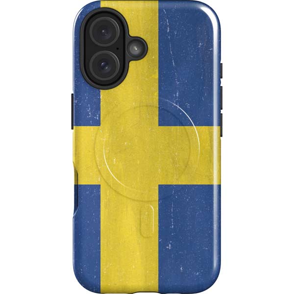 Sweden Flag Distressed iPhone 16 Plus Magsafe Impact Case
