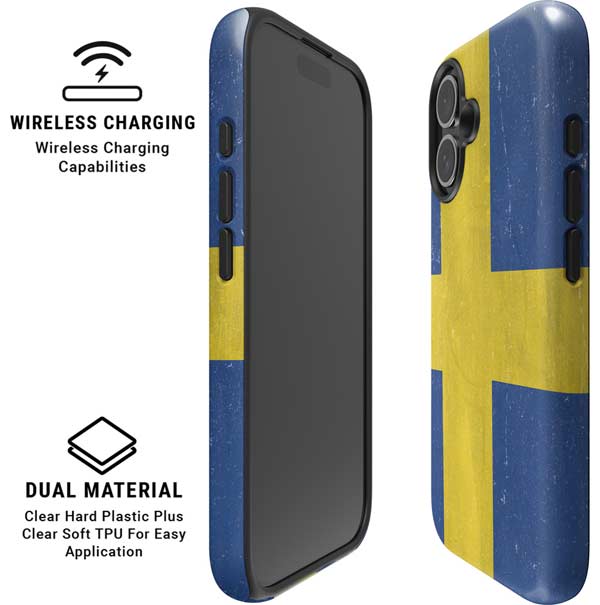 Sweden Flag Distressed iPhone 16 Plus Magsafe Impact Case