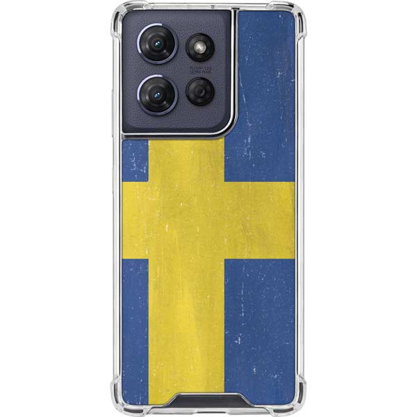Sweden Flag Distressed Moto G 5G (2025) Clear Case