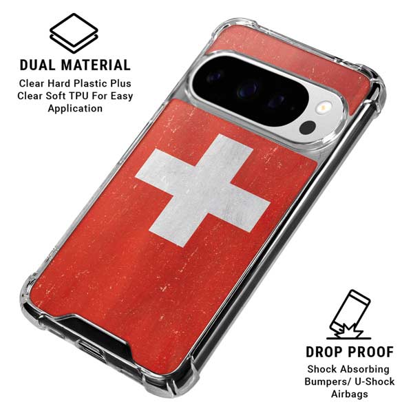 Switzerland Flag Distressed Google Pixel 10 Pro Clear Case
