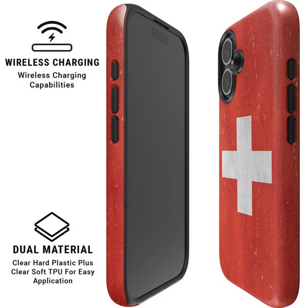 Switzerland Flag Distressed iPhone 16 Magsafe Impact Case