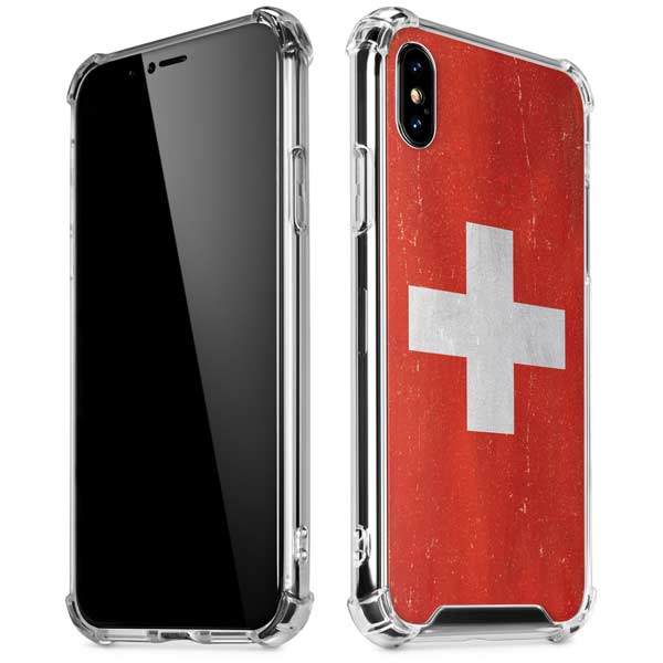 Switzerland Flag Distressed iPhone X/XS Clear Case