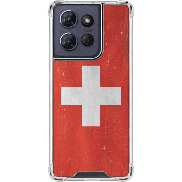 Switzerland Flag Distressed Moto G Power 5G (2025) Clear Case