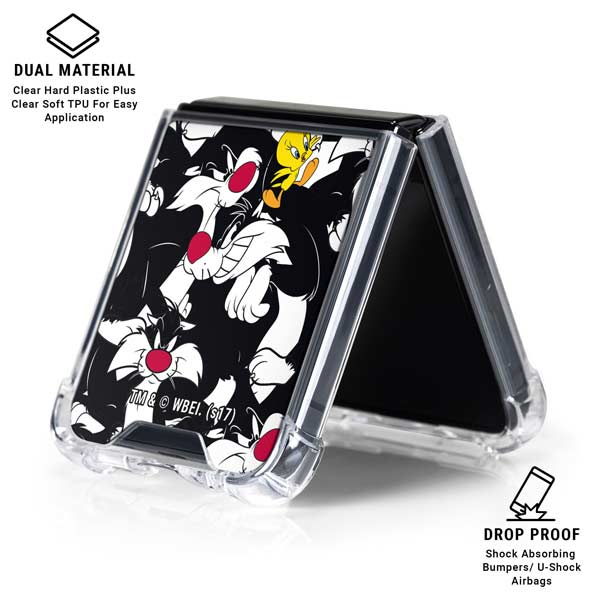 Looney Tunes Sylvester and Tweety Super Sized Galaxy Z Flip7 Clear Case