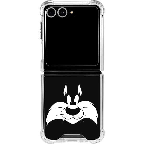Looney Tunes Sylvester the Cat Black and White Galaxy Z Flip7 Clear Case