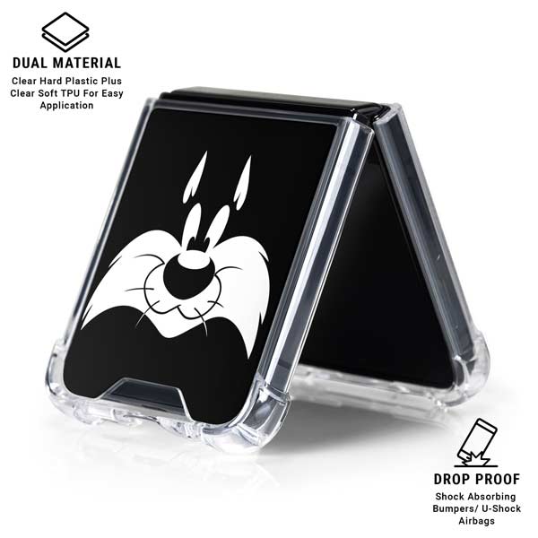 Looney Tunes Sylvester the Cat Black and White Galaxy Z Flip7 Clear Case