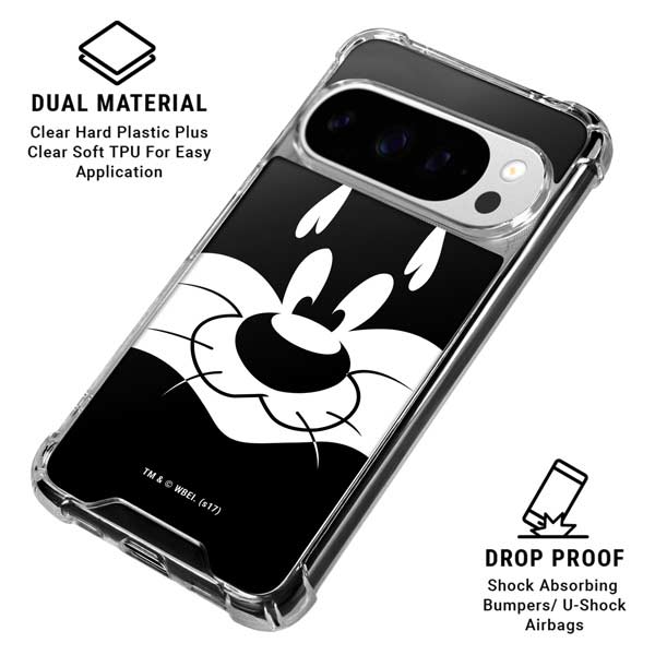 Looney Tunes Sylvester the Cat Black and White Google Pixel 10 Pro XL Clear Case