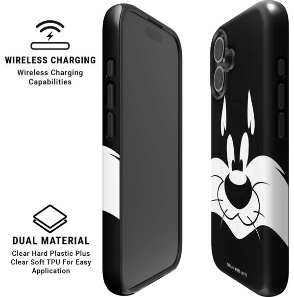 Looney Tunes Sylvester the Cat Black and White iPhone 16 Magsafe Impact Case
