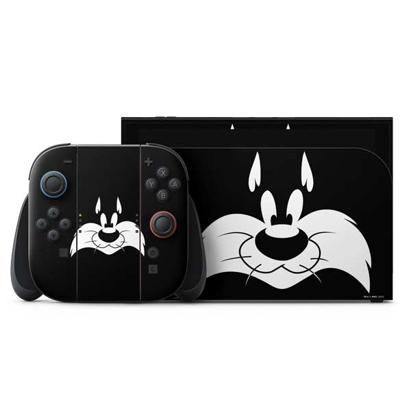 Looney Tunes Sylvester the Cat Black and White Nintendo Switch 2 (2025) with Joy-Con Skin